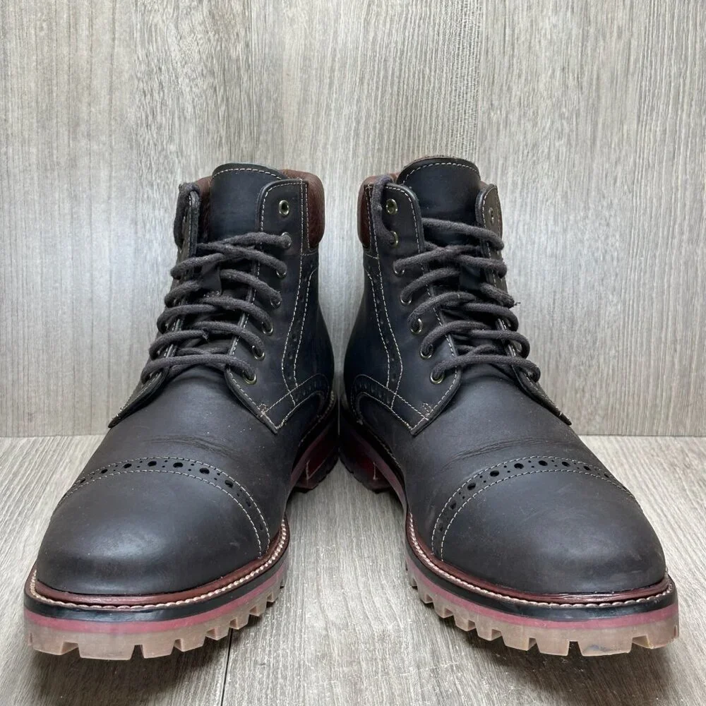 Warfield & Grand Boots Mens Sz 8 Presidio Leather Lace Up Cap Toe Ankle Brown